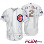 Camiseta Beisbol Hombre Chicago Cubs 2 Tommy La Stella Blanco Oro Flex Base