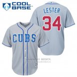 Camiseta Beisbol Hombre Chicago Cubs 34 Jon Lester Gris Alterno Cool Base