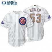 Camiseta Beisbol Hombre Chicago Cubs 53 Eddie Butler Blanco Oro Cool Base