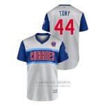 Camiseta Beisbol Hombre Chicago Cubs Anthony Rizzo 2019 Little League Classic Tony Replica Gris