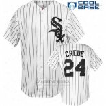 Camiseta Beisbol Hombre Chicago White Sox 24 Joe Crojoe Blanco Pinstripe Cool Base