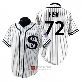 Camiseta Beisbol Hombre Chicago White Sox Carlton Fisk 1990 Turn Back The Clock Blanco