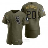 Camiseta Beisbol Hombre Chicago White Sox Danny Mendick Camuflaje Digital Verde 2021 Salute To Service