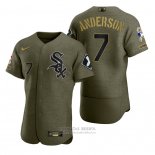 Camiseta Beisbol Hombre Chicago White Sox Tim Anderson Camuflaje Digital Verde 2021 Salute To Service
