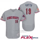 Camiseta Beisbol Hombre Cincinnati Reds 2017 Estrellas Y Rayas 19 Joey Votto Gris Flex Base