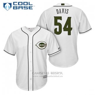 Camiseta Beisbol Hombre Cincinnati Reds 54 Rookie Davis Blanco 2018 Alterno Cool Base