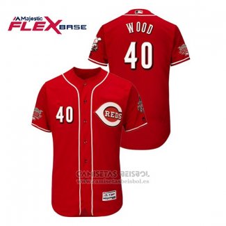 Camiseta Beisbol Hombre Cincinnati Reds Alex Wood Flex Base Rojo