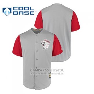 Camiseta Beisbol Hombre Cincinnati Reds Cool Base Cooperstown Collection 1956 Gris