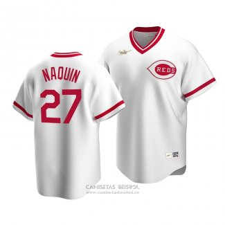 Camiseta Beisbol Hombre Cincinnati Reds Tyler Naquin Cooperstown Collection Primera Blanco