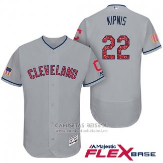 Camiseta Beisbol Hombre Cleveland Indians 2017 Estrellas y Rayas Jason Kipnis Gris Flex Base