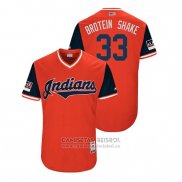 Camiseta Beisbol Hombre Cleveland Indians Brad Hand 2018 LLWS Players Weekend Brotein Shake Rojo