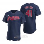 Camiseta Beisbol Hombre Cleveland Indians Carlos Santana Autentico Alterno 2020 Azul