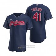 Camiseta Beisbol Hombre Cleveland Indians Carlos Santana Autentico Alterno 2020 Azul