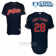 Camiseta Beisbol Hombre Cleveland Indians Corey Kluber 28 Azul Alterno Cool Base