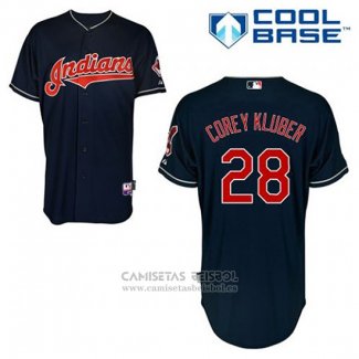 Camiseta Beisbol Hombre Cleveland Indians Corey Kluber 28 Azul Alterno Cool Base