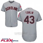 Camiseta Beisbol Hombre Cleveland Indians Josh Tomlin Gris Flex Base