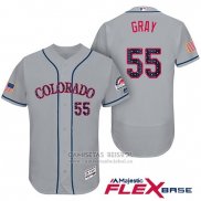 Camiseta Beisbol Hombre Colorado Rockies 2017 Estrellas y Rayas Jon Gray 55 Gris Flex Base