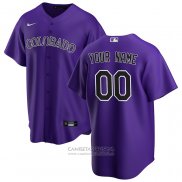 Camiseta Beisbol Hombre Colorado Rockies Alterno Replica Personalizada Violeta