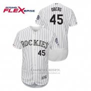 Camiseta Beisbol Hombre Colorado Rockies Scott Oberg Autentico Collection Flex Base Blanco