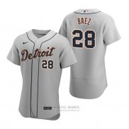 Camiseta Beisbol Hombre Detroit Tigers Javier Baez Autentico Road Gris