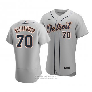 Camiseta Beisbol Hombre Detroit Tigers Tyler Alexander Autentico Road Gris