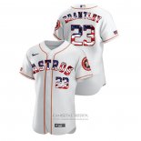 Camiseta Beisbol Hombre Houston Astros Michael Brantley 2020 Stars & Stripes 4th of July Blanco