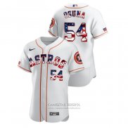 Camiseta Beisbol Hombre Houston Astros Roberto Osuna 2020 Stars & Stripes 4th of July Blanco