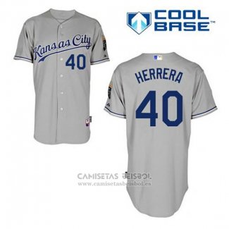 Camiseta Beisbol Hombre Kansas City Royals Kelvin Herrera 40 Gris Cool Base