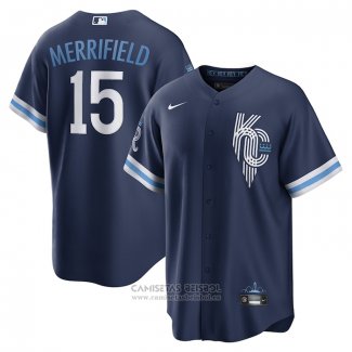 Camiseta Beisbol Hombre Kansas City Royals Whit Merrifield 2022 City Connect Replica Azul