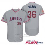 Camiseta Beisbol Hombre Los Angeles Angels 2017 Estrellas y Rayas C.j. Wilson Gris Flex Base