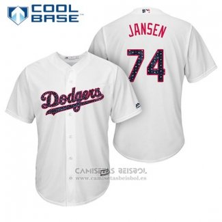 Camiseta Beisbol Hombre Los Angeles Dodgers 2017 Estrellas y Rayas Kenley Jansen Blanco Cool Base