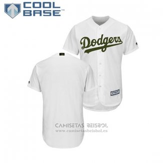 Camiseta Beisbol Hombre Los Angeles Dodgers 2018 Dia de los Caidos Cool Base Blanco