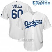 Camiseta Beisbol Hombre Los Angeles Dodgers Andrew Toles Blanco Cool Base