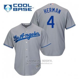 Camiseta Beisbol Hombre Los Angeles Dodgers Babe Herman 4 Gris Cool Base