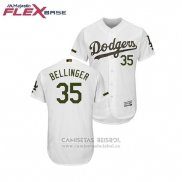 Camiseta Beisbol Hombre Los Angeles Dodgers Cody Bellinger 2018 Dia de los Caidos Flex Base Blanco