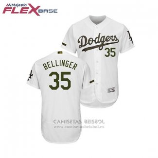 Camiseta Beisbol Hombre Los Angeles Dodgers Cody Bellinger 2018 Dia de los Caidos Flex Base Blanco