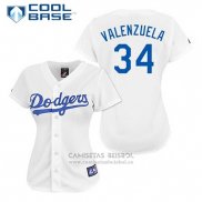 Camiseta Beisbol Hombre Los Angeles Dodgers Fernando Valenzuela 34 Blanco Cool Base