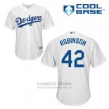 Camiseta Beisbol Hombre Los Angeles Dodgers Jackie Robinson 42 Blanco Primera Cool Base