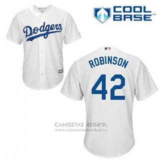 Camiseta Beisbol Hombre Los Angeles Dodgers Jackie Robinson 42 Blanco Primera Cool Base