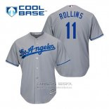 Camiseta Beisbol Hombre Los Angeles Dodgers Jimmy Rollins 11 Gris Cool Base