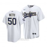 Camiseta Beisbol Hombre Los Angeles Dodgers Mookie Betts 2021 Gold Program Replica Blanco