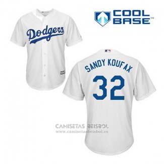 Camiseta Beisbol Hombre Los Angeles Dodgers Sandy Koufax 32 Blanco Primera Cool Base