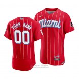 Camiseta Beisbol Hombre Miami Marlins Custom 2021 City Connect Autentico Rojo