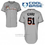 Camiseta Beisbol Hombre Miami Marlins Ichiro Suzuki 51 Gris Cool Base