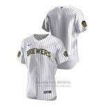 Camiseta Beisbol Hombre Milwaukee Brewers Autentico 2020 Primera Blanco