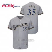 Camiseta Beisbol Hombre Milwaukee Brewers Brent Suter Autentico Flex Base Gris