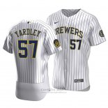 Camiseta Beisbol Hombre Milwaukee Brewers Eric Yardley Autentico Primera Blanco