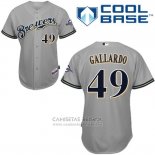 Camiseta Beisbol Hombre Milwaukee Brewers Gris Yovani Gallardo Cool Base Jugador