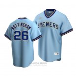 Camiseta Beisbol Hombre Milwaukee Brewers Jacob Nottingham Cooperstown Collection Road Azul