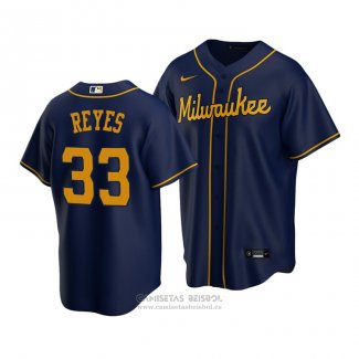 Camiseta Beisbol Hombre Milwaukee Brewers Pablo Reyes Replica Azul